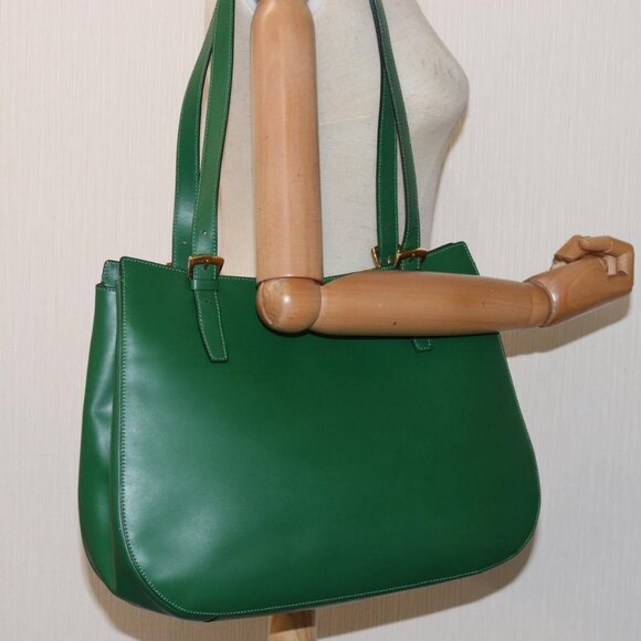 CELINE Shoulder Bag Leather Green Auth 81640 - Picture 13 of 15